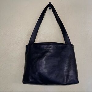 The Sak Pure Black Leather Shoulder Tote Bag